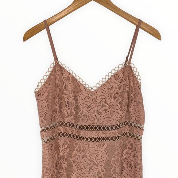 Storia Blush Pink Lace Trim Dress Cami Straps Sheer Panels size Medium - Picture 4 of 13